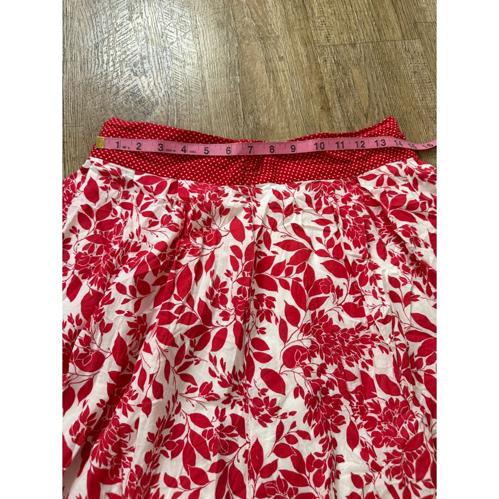 Ixia Red White Floral Polka Dot A-Line Skirt L Large Made in USA Boho Lined - Picture 5 of 7